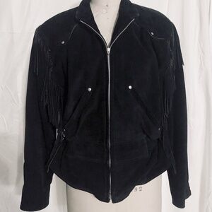 Harley-Davidson Women's Black Suede Vintage Motorcycle Jacket - Medium SALE
